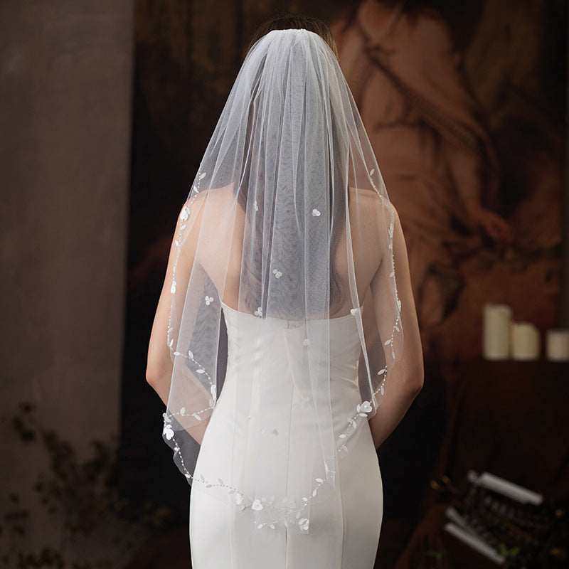 One Tier Wedding Petals Edge Bridal Veil With Comb