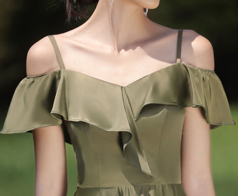Green Fit & Flare A-Line Bridesmaids Wedding Party Dress