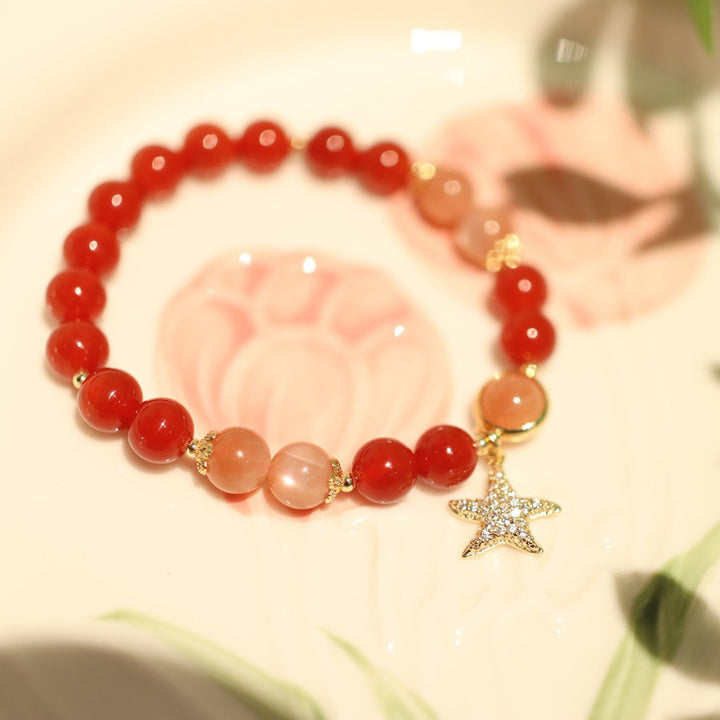 Red Agate Beads Star Pendants Woman Bracelets