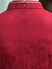 Black Red Mothers Cheongsam Blouse Top