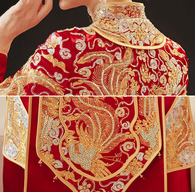 2023 Beaded Dragon Phoenix Wedding Bride Qungua Xiuhe
