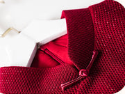 Red Shimmery Knit Split Winter Midi Qipao Cheongsam Dress