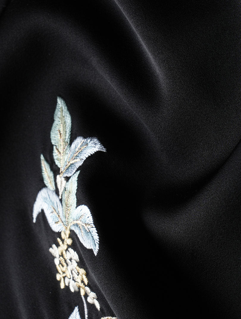 Black Embroidered Floral Cheongsam Qipao Dress