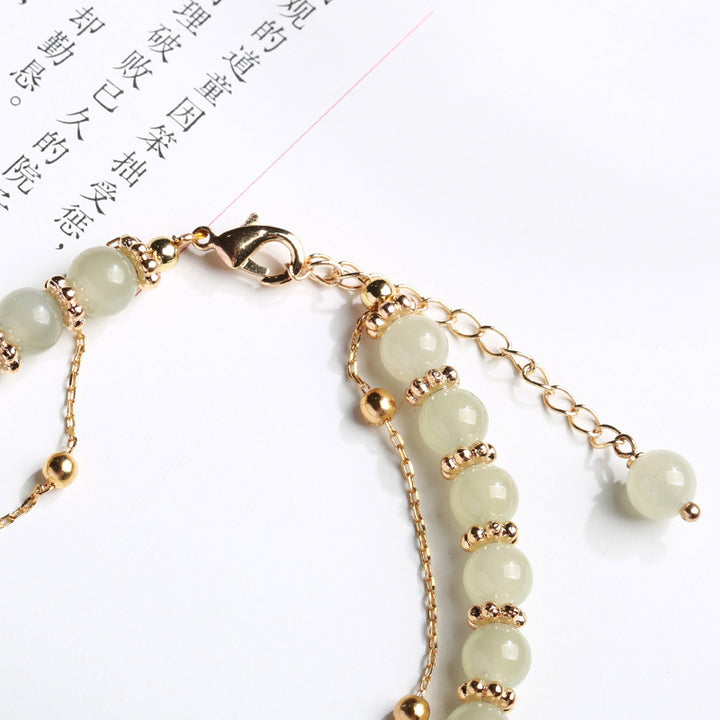 Green Jade Peanut Pendant Woman Beads Bracelets