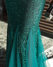 V-neck Sequined Mermaid Fishtail Maxi Dress