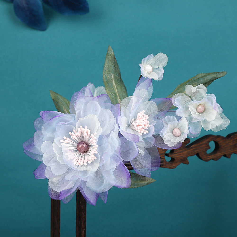 Purple Fabrics Flower Vine Hair Pins Clips