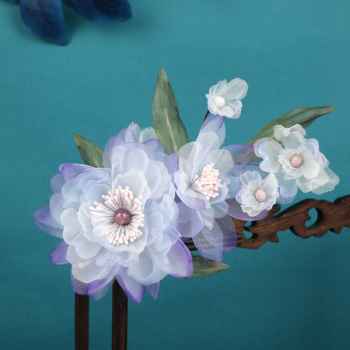 Purple Fabrics Flower Vine Hair Pins Clips