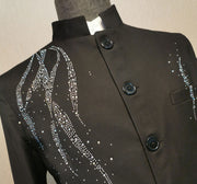 Beaded Black Men Tang Suit Jacket