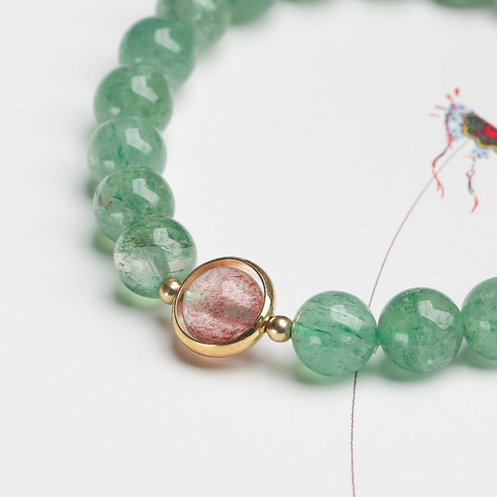 Green Strawberry Quartz Beads Woman Bracelets