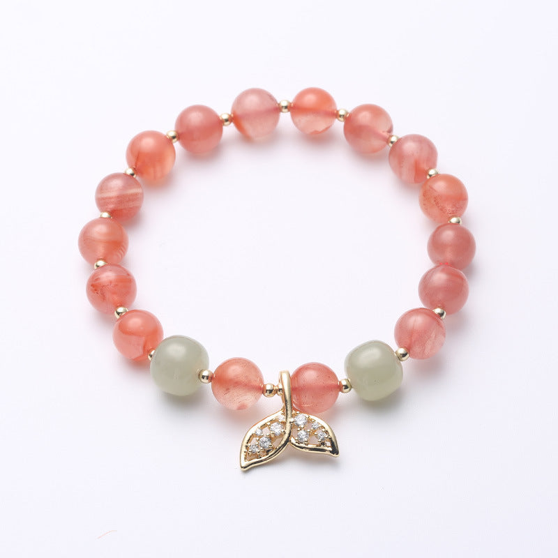 Pink Agate Fishtail Pendant Woman Bracelets