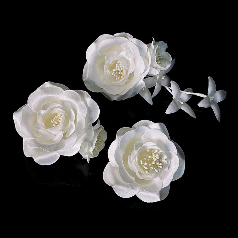 3 Pcs White Flower Hair Clips Wedding Bride Hairpin