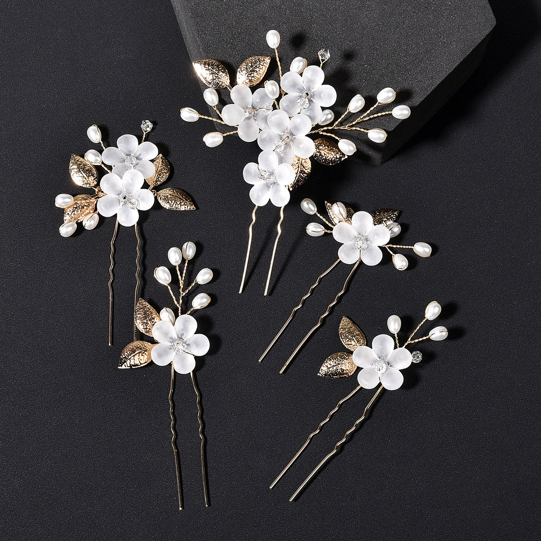 5 Pieces Flower Bride Bridesmaid Wedding Hair Pins