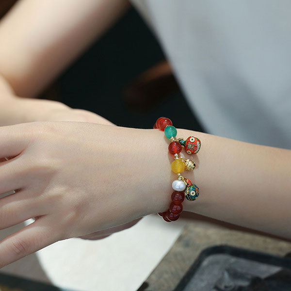 Red Agate Fortune Beasts Pendants Woman Beads Bracelets