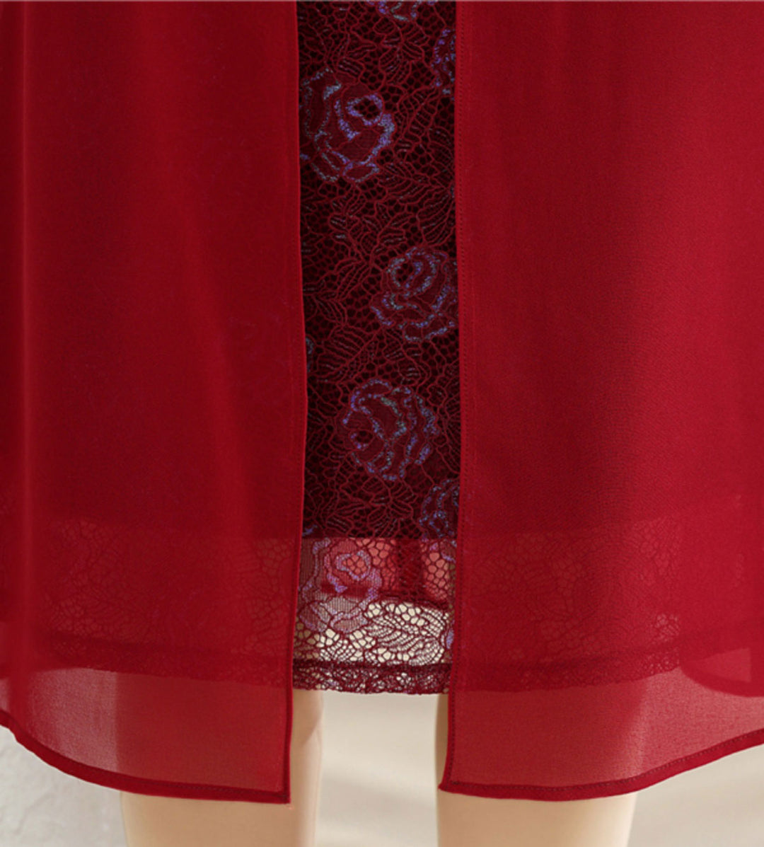 Red Blue Floral Mothers A-Line Qipao Cheongsam Dress
