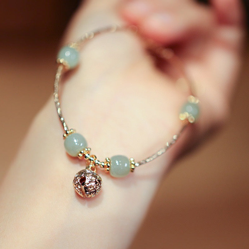 Jade Pearls Bell Pendant Woman Beads Bracelets