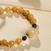 Yellow Jade Beads Calabash Pendant Woman Bracelets