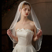 Simple Tulle Wedding Bridal Lace Edge Veil With Comb