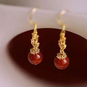 Red Agate Wedding Bridal Drop Clip On Pierced Earrings