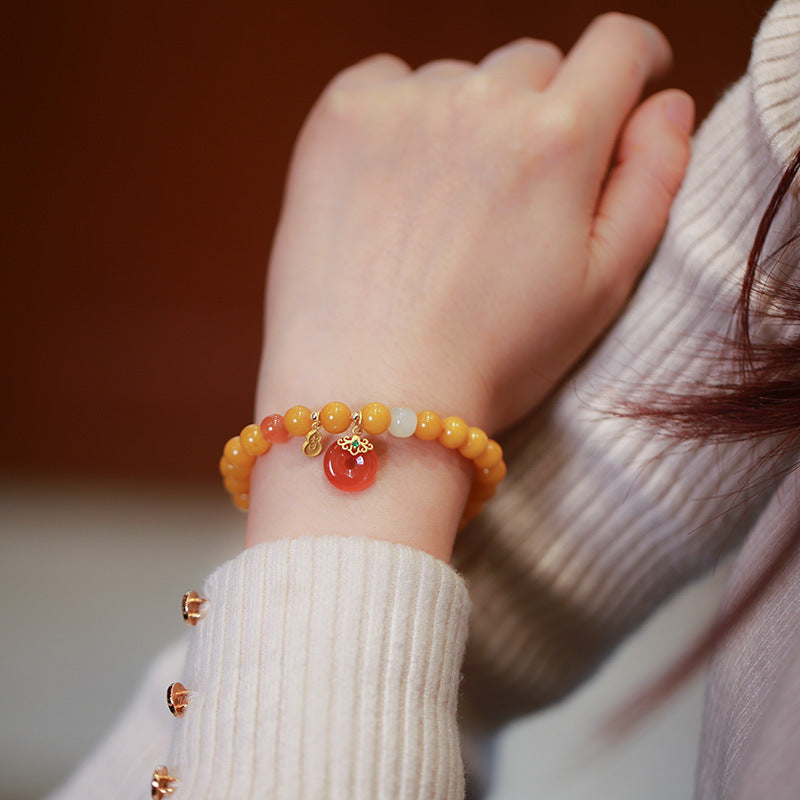 Natural Beeswax Safety Buckle Pendant Beads Bracelets