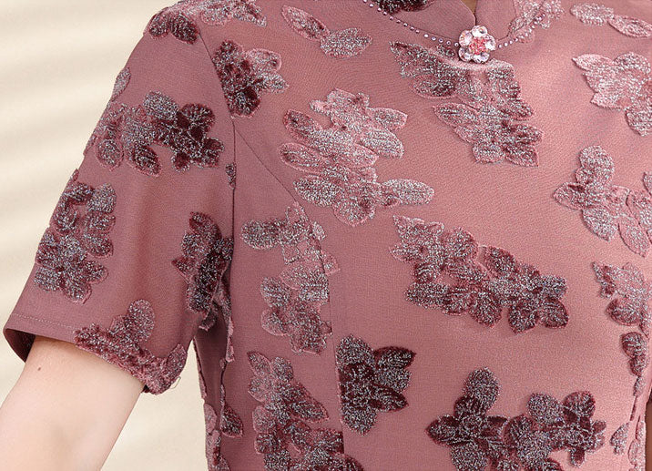 2 Pieces Mothers Floral Cheongsam Qipao Dress & Jacket