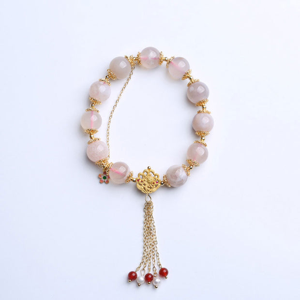 Purple Pink Agate Pearls Tassels Woman Beads Bracelets