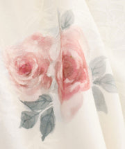 White Floral Bell Sleeve Cheongsam Qipao Dress