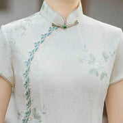 Green Embroidered Floral Lace Cheongsam Qipao Dress