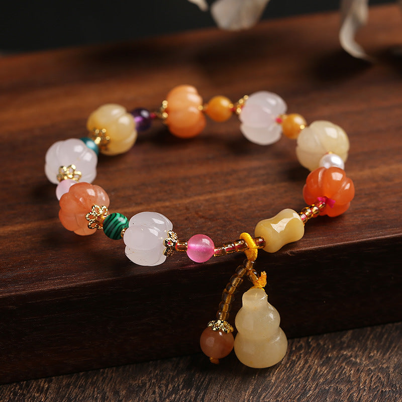 Handmade Jade Beads Gourd Pumpkin Pedants Bracelets