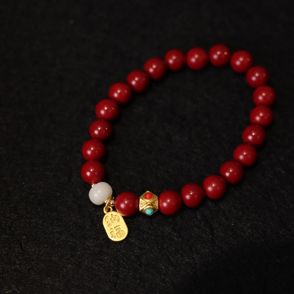 Cinnabar Beads Fu Pendants Woman Bracelets