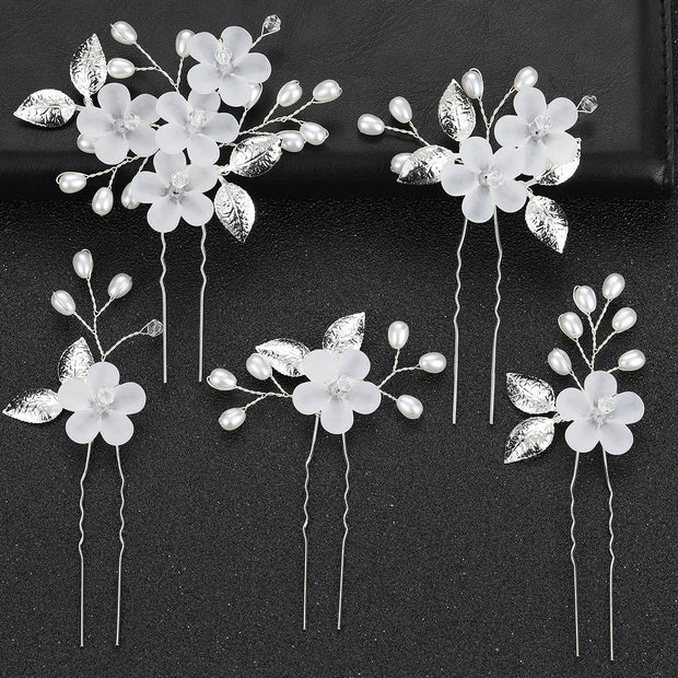 5 Pieces Flower Bride Bridesmaid Wedding Hair Pins