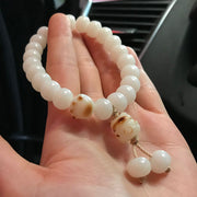 White Jade Beads Lucky Cat Pendant Woman Bracelets