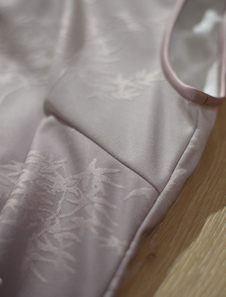 Gradient Purple Jacquard Floral Cheongsam Qipao Dress