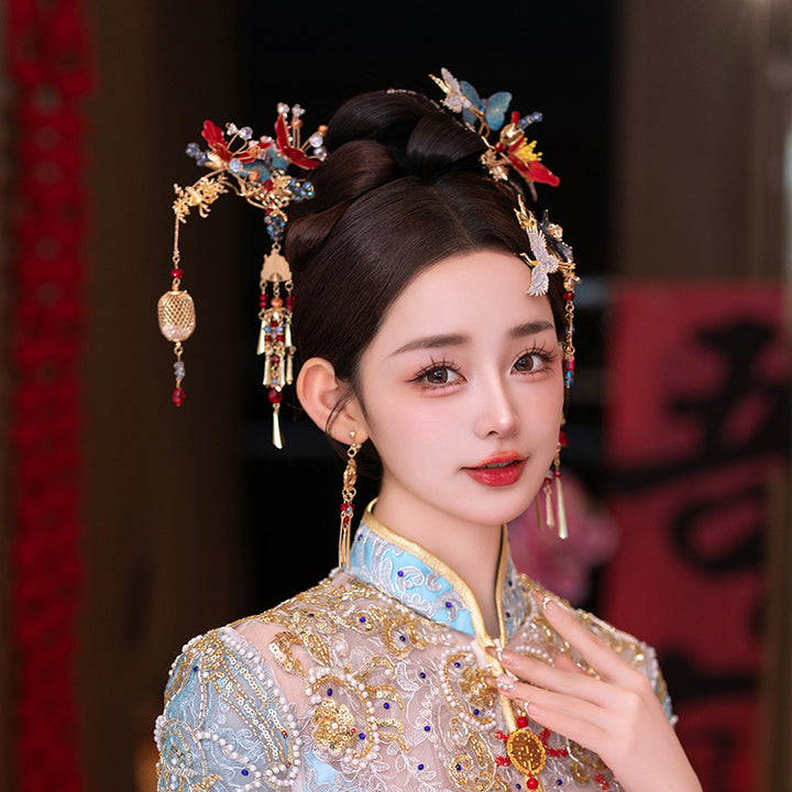 Alloy Flower Butterfly Bird Bridal Hair Clips & Earrings
