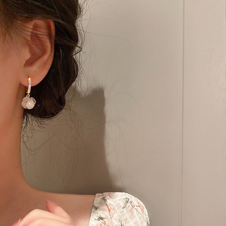 Opal Ball Rhinestones Dangle Drop Earrings