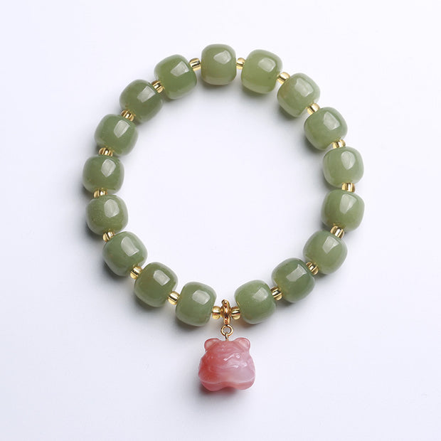 Green Jade Chinese Zodiac Tiger Woman Beads Bracelets