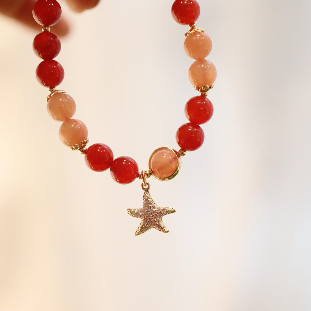 Red Agate Beads Star Pendants Woman Bracelets