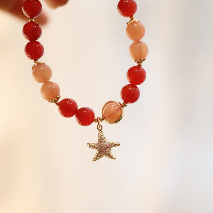 Red Agate Beads Star Pendants Woman Bracelets