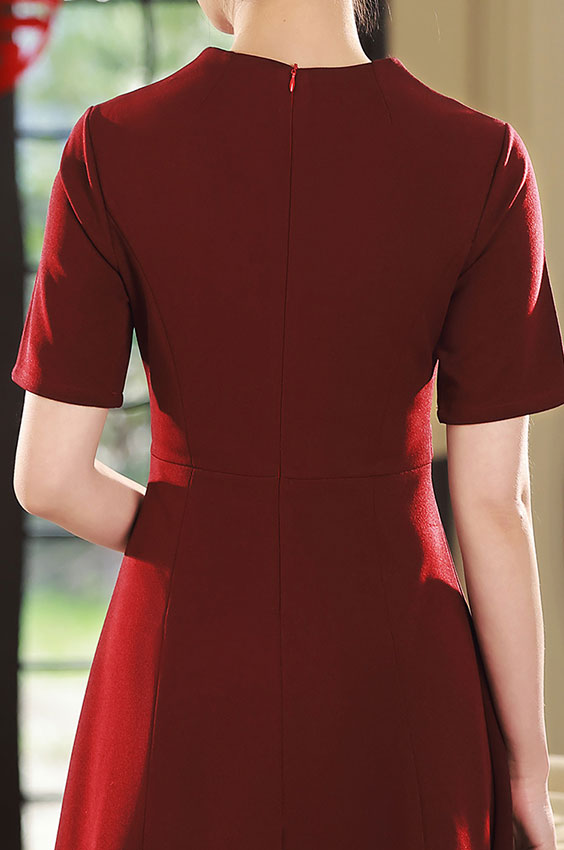 2023 V-neck Beads Appliques Bridal Mothers Midi A-Line Dress