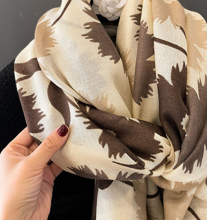 Lightweight Floral Print Linen Women Scarf Shawl