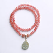 2 Circles Natural Pink Agate Women Beads Bracelets