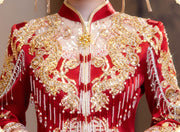 2025 Red Sequins Dragon Wedding Bride Qun Kwa Xiuhe