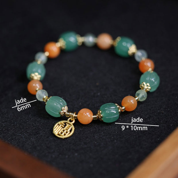 Jade Pumpkin Beads Fu Pendants Woman Bracelets