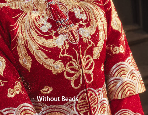 2023 Embroidered Beaded Phoenix Wedding Bride Qun Kwa Xiuhe