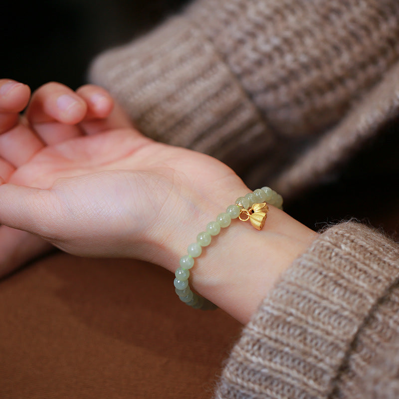 Jade S925 Silver Lotus Pendant Beads Bracelets