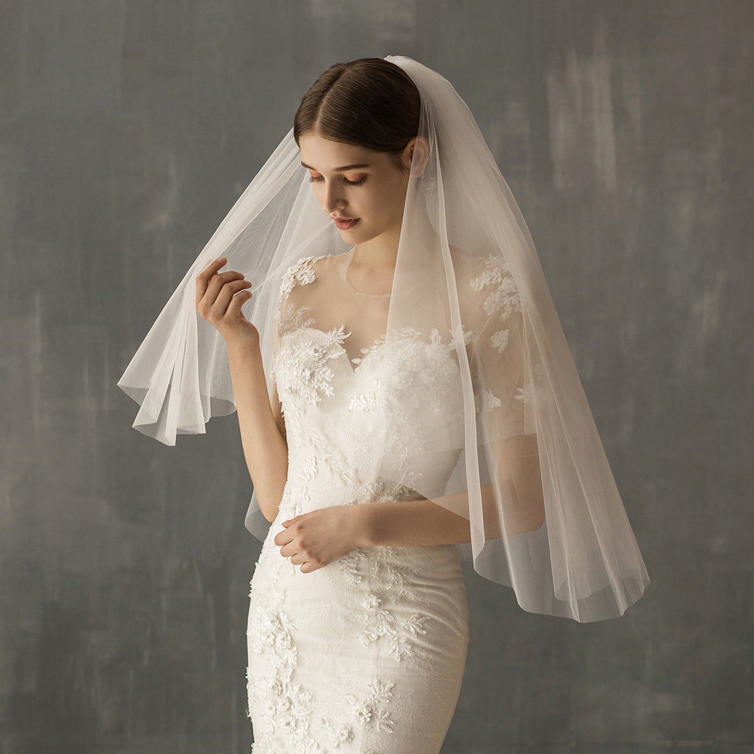 Two Tier Wedding Bridal Pearls Veil With Comb