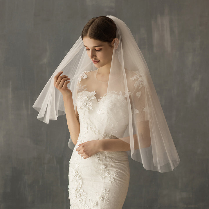 Two Tier Wedding Bridal Pearls Veil With Comb