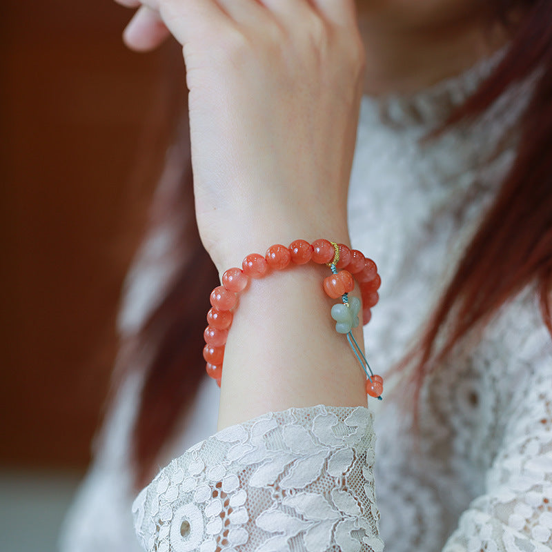 Pink Agate Beads Butterfly Pendant Beads Bracelets