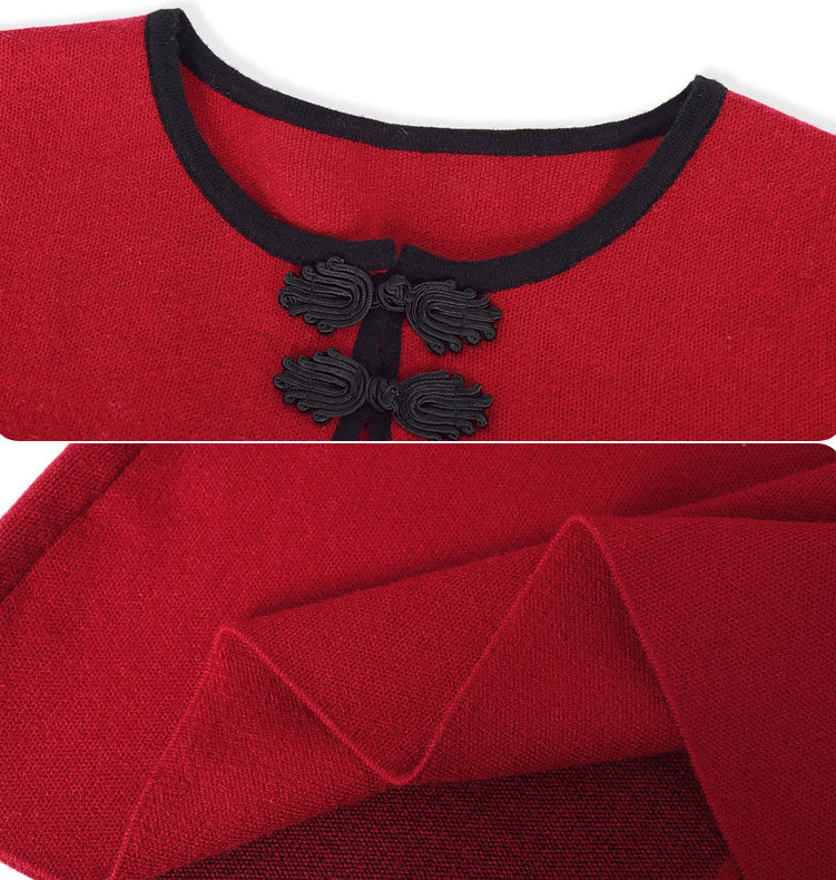 Vintage Embroidered Women Mothers Knit Cardigan Coat
