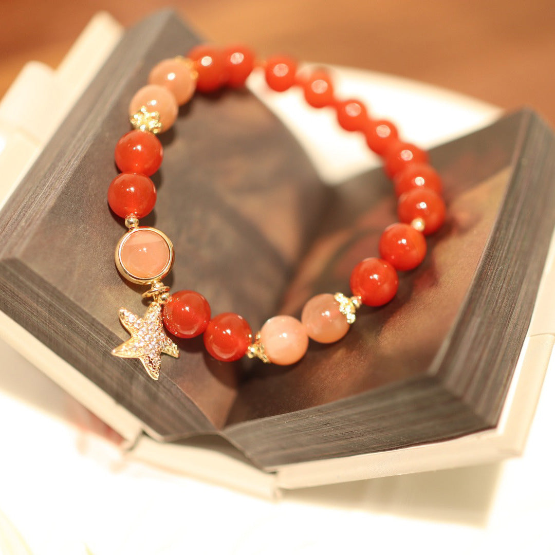 Red Agate Beads Star Pendants Woman Bracelets