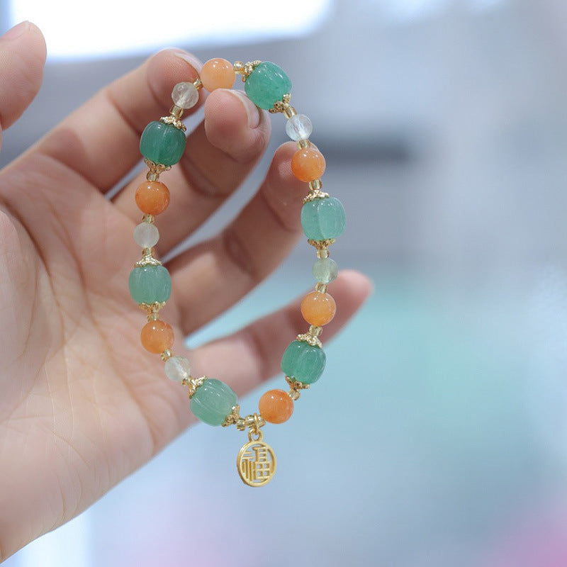 Jade Pumpkin Beads Fu Pendants Woman Bracelets